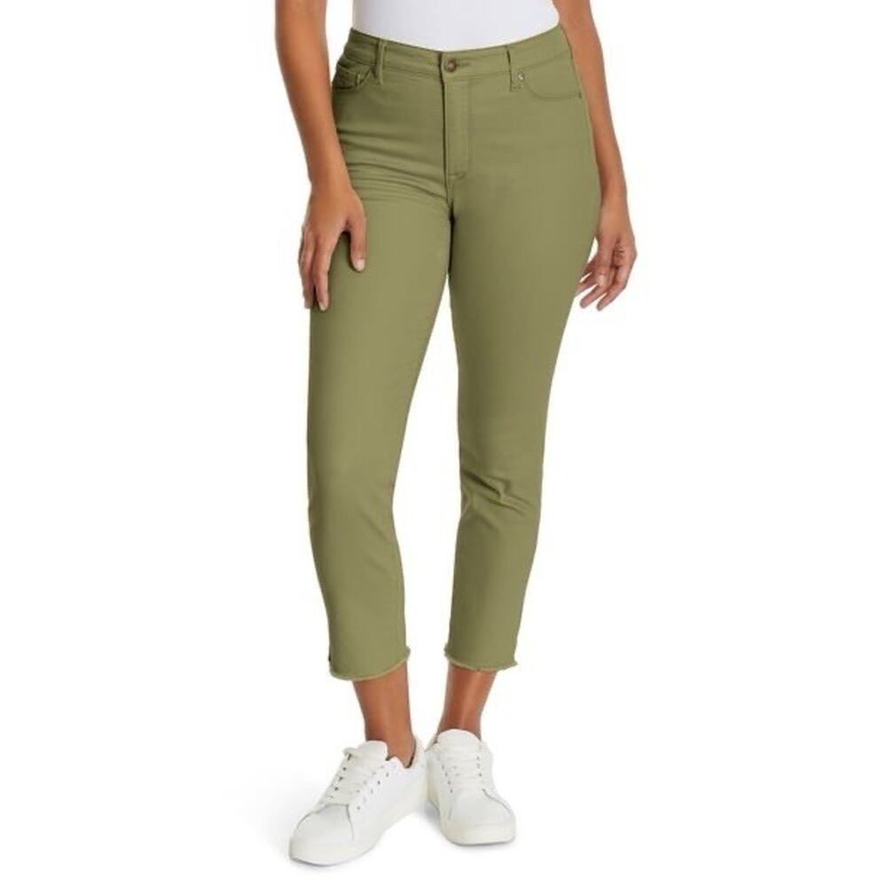 Nine West Jeans Womens Size 4 Green High Rise Gramercy Skinny Crop Ankle